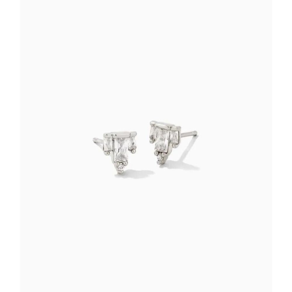 Kendra Scott Juliette Silver Stud Earrings in White Crystal